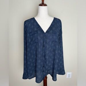 Torrid Navy Star Blouse Size 2 Flowy Button Front